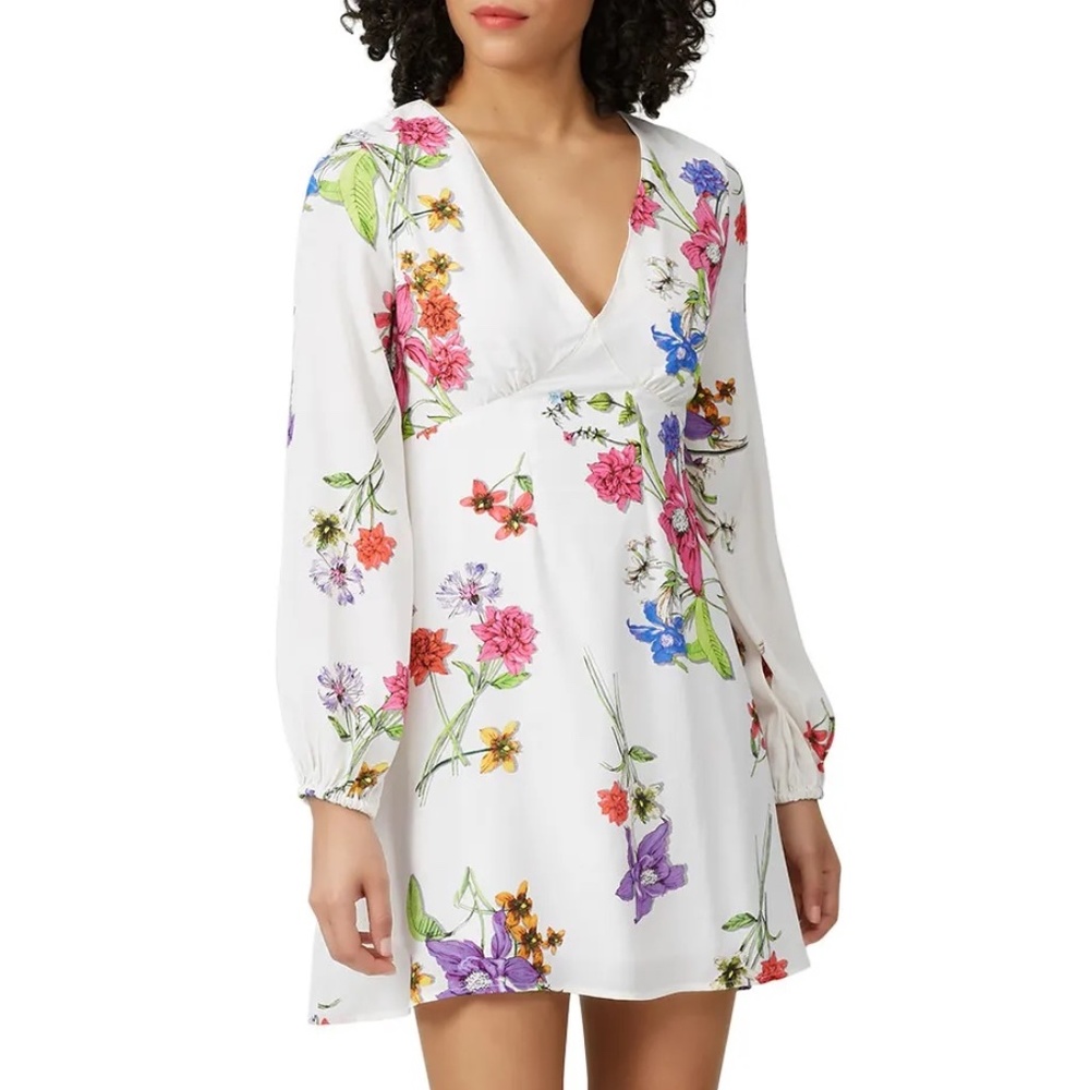 ROAM Rent the Runway Sardina crepe floral print mini dress sz L $298 flaw